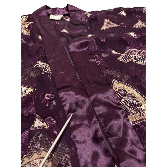 VTG Lingerie Robe Camisole Set Purple Tahitian Goddess USA California Dynasty - Picture 8 of 15